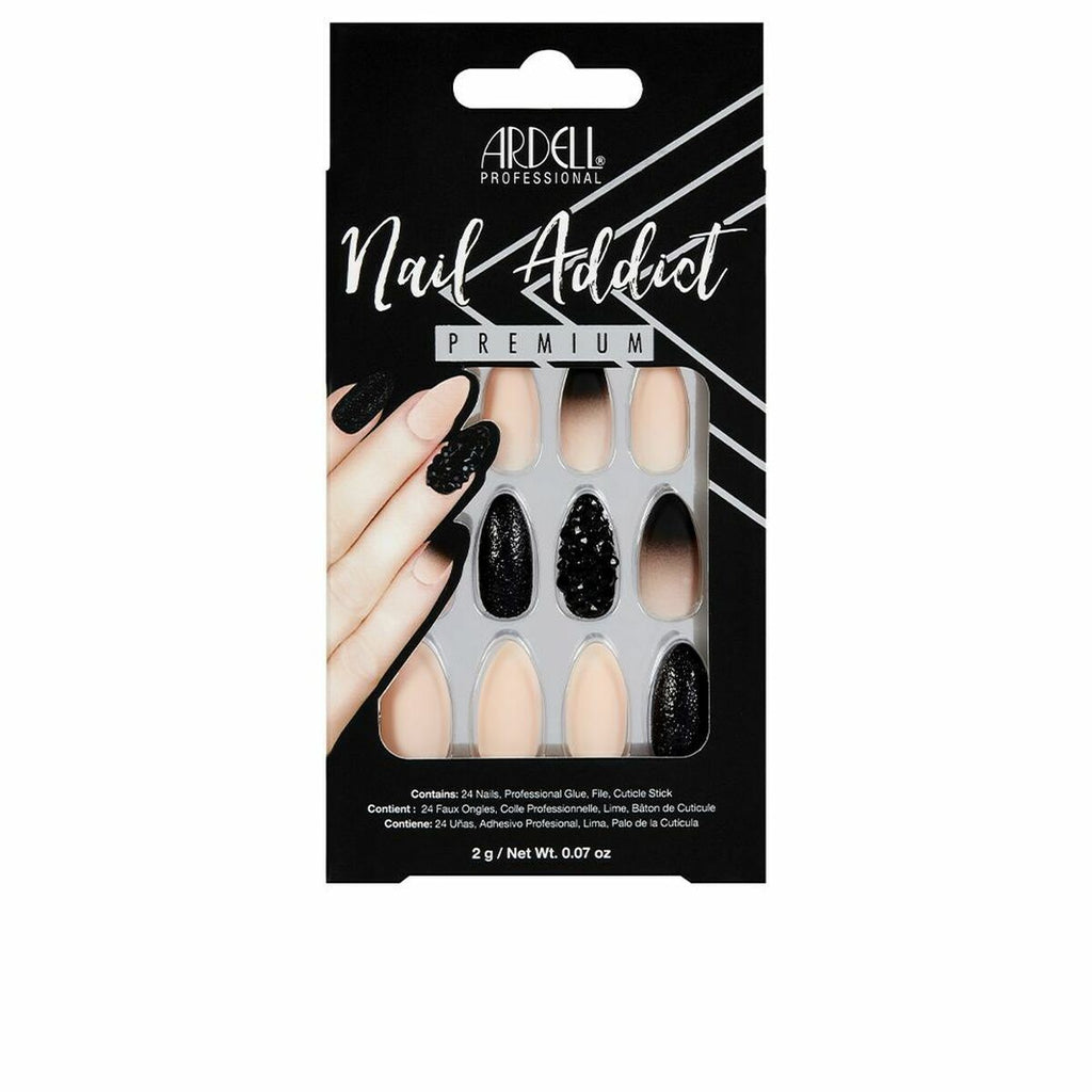 Falsche nägel ardell nail addict black stud & pink ombre