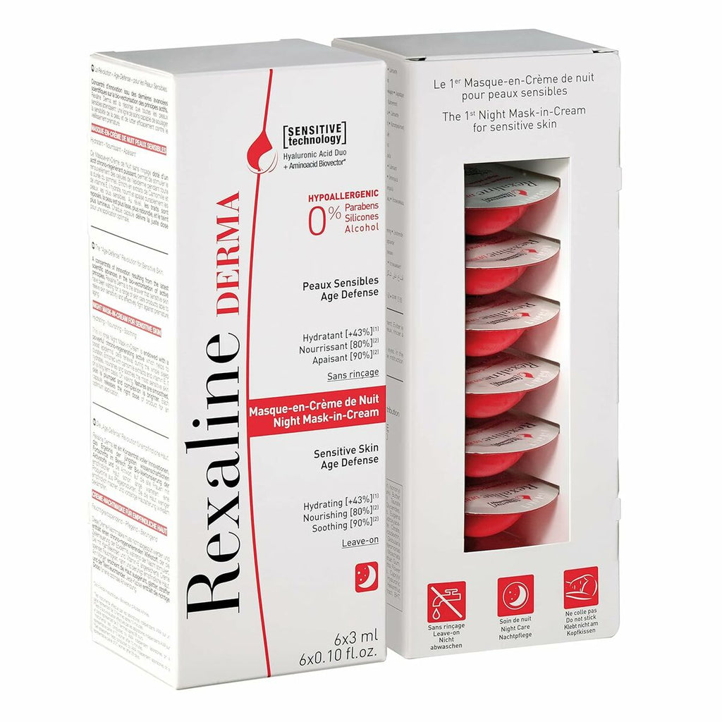 Feuchtigkeitsspendende nachtmaske rexaline derma 3 ml x 6