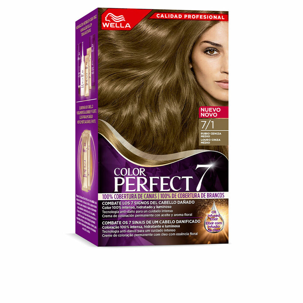 Dauerfärbung wella color perfect 7 nº 7/1 graue haare