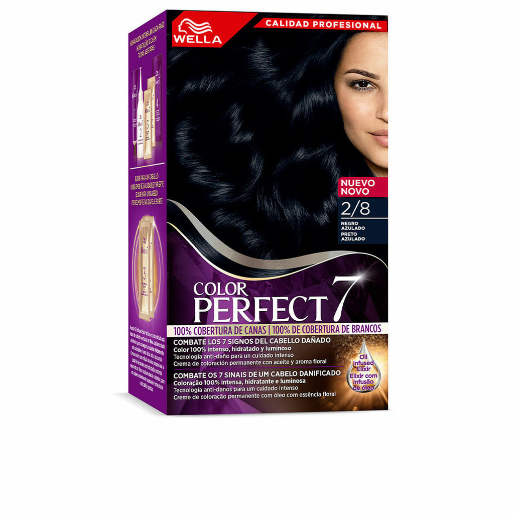 Dauerhafte creme-coloration wella color pefect 7 2/8-negro