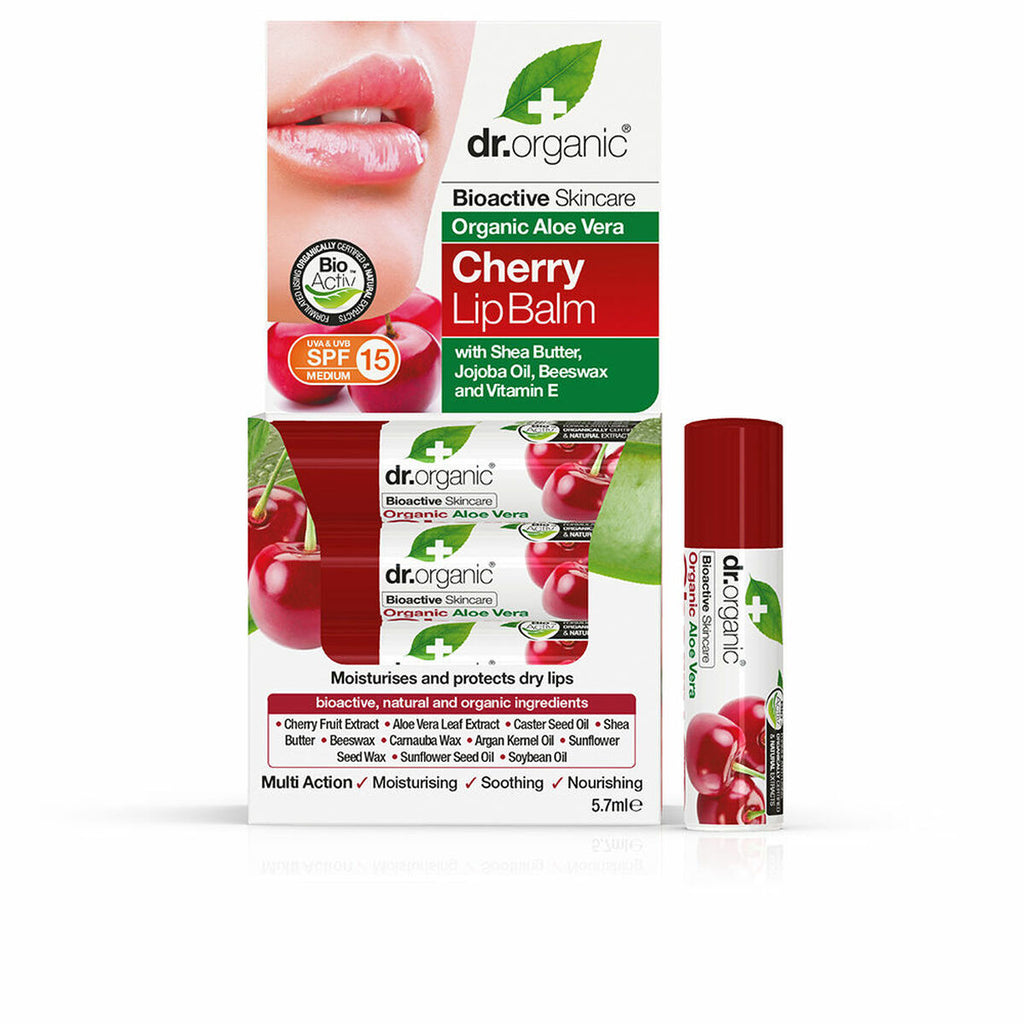 Lippenbalsam dr.organic aloe vera cerise 5,7 g - schönheit