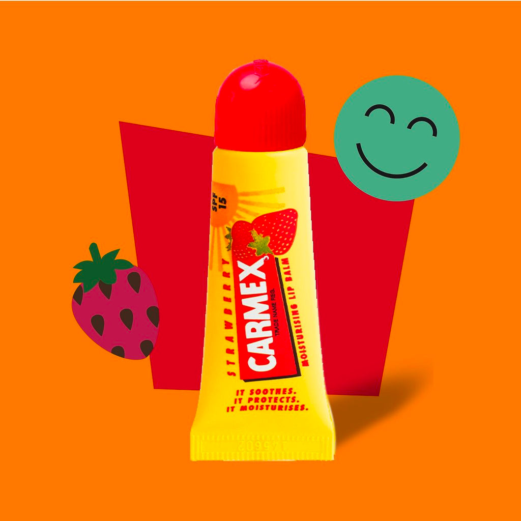 Feuchtigkeitsspendender lippenbalsam carmex strawberry gelb